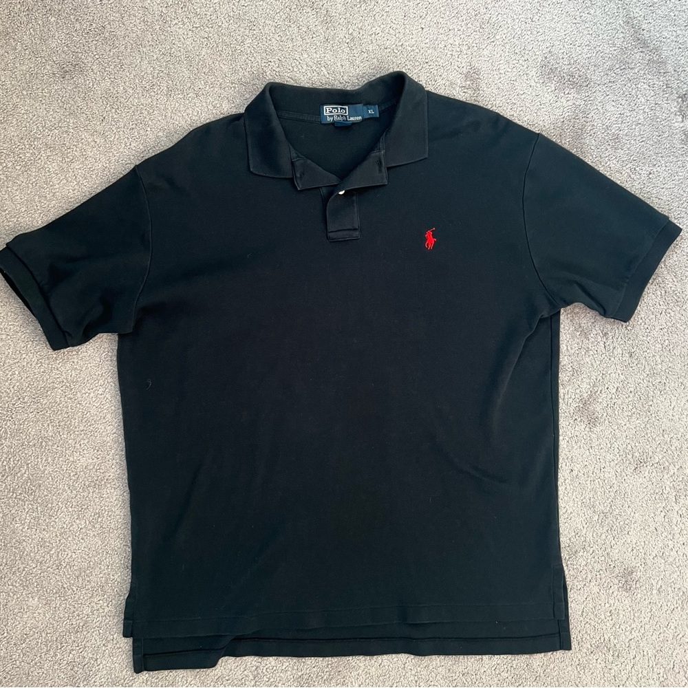 Polo Ralph Lauren Black Short Sleeve Shirt Mens Size XL Classic Red Pony Preppy